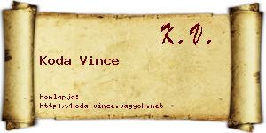 Koda Vince névjegykártya
